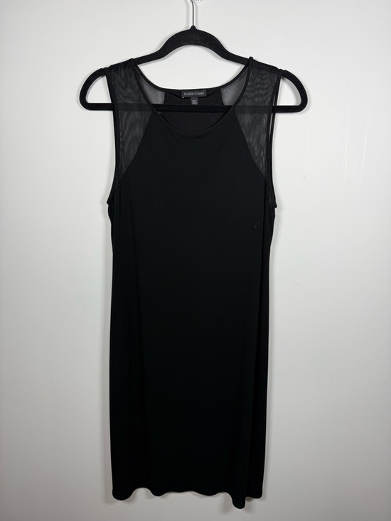 Eileen Fisher Dresses & Skirts - EILEEN FISHER | Black 100% Silk Mesh Shoulder Shift Dress Size M